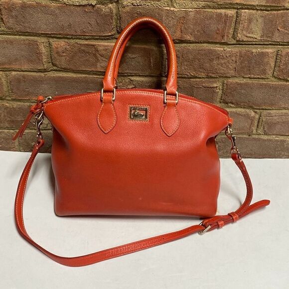 Dooney & Bourke Red Dillen Leather Satchel Handbag Shoulder Bag - Picture 1 of 14